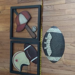 Metal sports wall art football baseball Boys Room Decor
